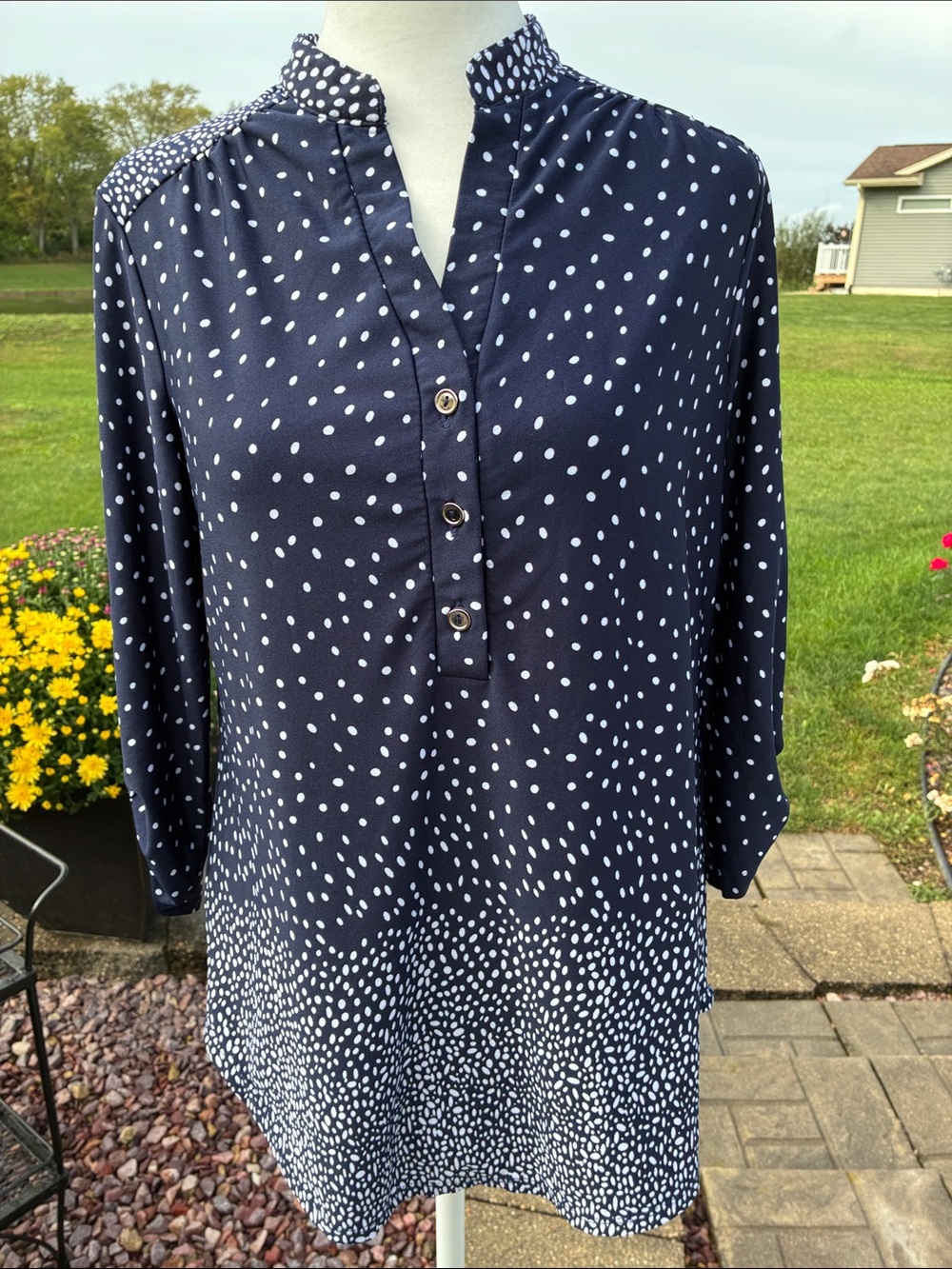 Perception Petite Navy Polka Dot Blouse MP